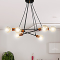 Hollola 6L black hanging lamp with copper E27