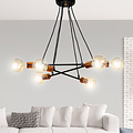 Hollola 6L black hanging lamp with copper E27