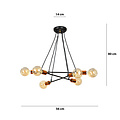 Hollola 6L black hanging lamp with copper E27