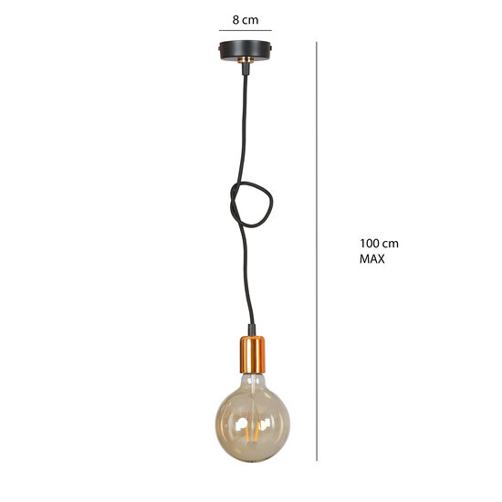 Lámpara colgante Vasteras 1L cobre y negro colgante E27