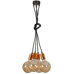 Vasteras 4L koper en zwarte hanglamp 4x E27 pendel