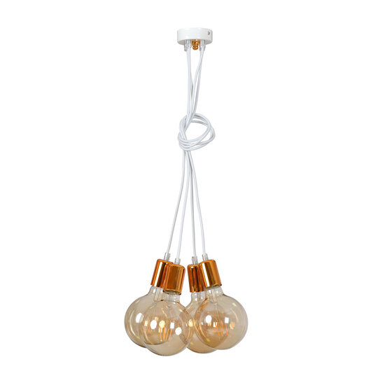 Vasteras 4L wit en koper hanglamp 4x E27 pendel