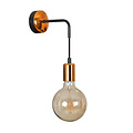 Vasteras zwarte wandlamp met koper aansluiting E27