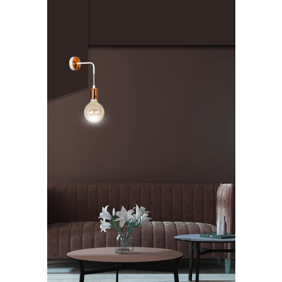 Vasteras white wall lamp with copper connection E27