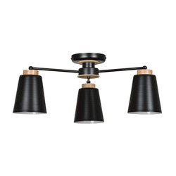 Linkoping black with wood ceiling lamp 3 shades metal E27