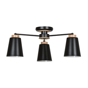 Linkoping black with wood ceiling lamp 3 shades metal E27