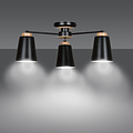 Linkoping zwart met hout plafondlamp 3 kappen metaal E27