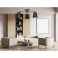 Linkoping zwart met hout plafondlamp 3 kappen metaal E27