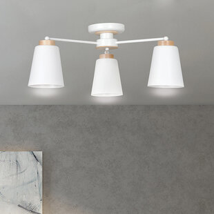 Linkoping white with wood ceiling lamp 3 shades metal E27