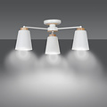 Linkoping wit met hout plafondlamp 3 kappen metaal E27