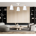 Linkoping wit met hout plafondlamp 3 kappen metaal E27