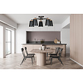 Linkoping 5L schwarz mit Holz Deckenleuchte 5 Lampenschirme Metall E27