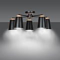 Linkoping 5L black with wood ceiling lamp 5 shades metal E27