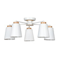 Linkoping 5L wit met hout plafondlamp 5 kappen metaal E27