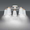 Linkoping 5L white with wood ceiling lamp 5 shades metal E27