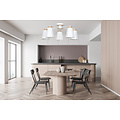 Linkoping 5L wit met hout plafondlamp 5 kappen metaal E27