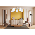 Linkoping 5L wit met hout plafondlamp 5 kappen metaal E27