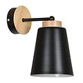 Linkoping wandlamp zwart met hout metaal 1x E27