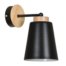 Linkoping aplique negro con madera metal 1x E27