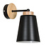 Linkoping wandlamp zwart met hout metaal 1x E27