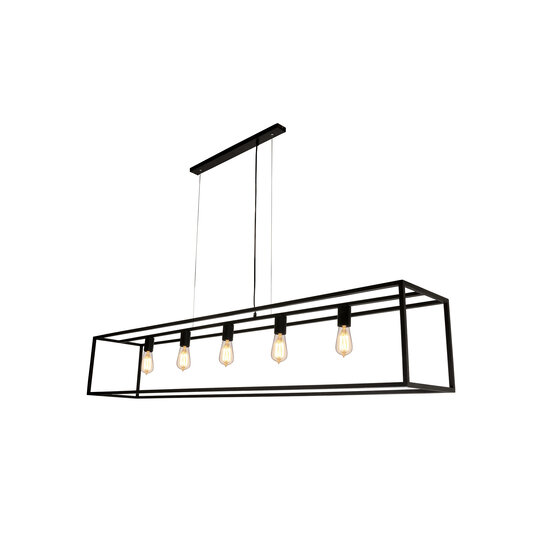 Suspension longue noire Amsterdam 5x E27