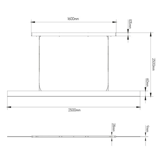 Rotterdam zwarte hanglamp pendel 42W 2500mm lang