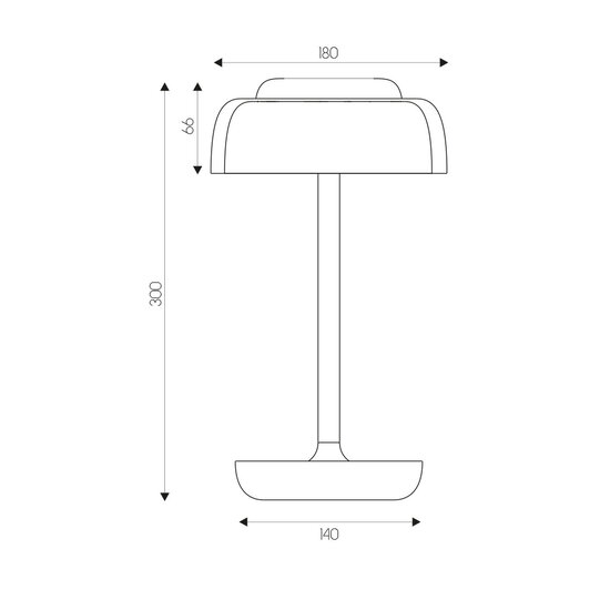 Fantasia Cyrus, lámpara de mesa LED recargable, 3W, 250 lúmenes, IP20, negra, batería incluida