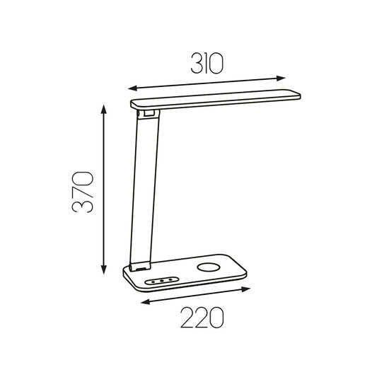 Fantasia Quonos bureellamp met wireless charge functie, LED 7W ingebouwd, 3000K, mat zwart, 310 x 374 mm