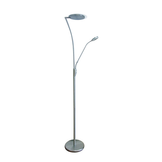 Fantasia Fantasia Alaves floor lamp in satin chrome steel, LED 24.5W main light plus 5W reading light