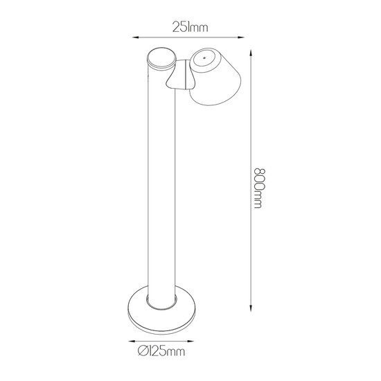 Poteau de jardin simple Tito IP54, noir, GU10 excl