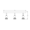 Fantasia Rome rechthoekige plafondspot met 3 lichtpunten, dimbare GU10 LED 4,3W incl.