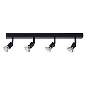 Plafonnier barre Fantasia RUNE à 4 spots GU10 LED (4,3W, 2700K, dimmable), structure acier noir 550 mm, IP20.