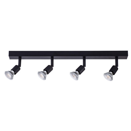 Fantasia RUNE 4-light bar ceiling light with GU10 LED spots (4.3W, 2700K, dimmable), black steel bar 550 mm, IP20.