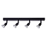 Fantasia RUNE 4-lichts plafondlamp met 4 GU10 LED-spots (4,3W, 2700K, dimbaar), stalen balk 550 mm, zwart, IP20.