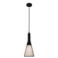 Fantasia Tango Pendelleuchte mit E27-Fassung, mattschwarzem Stahlgestell und weißem Stoffschirm, Durchmesser 155 mm, Höhe 365 mm
