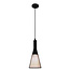 Fantasia Tango hanglamp met E27-fitting, mat zwarte stalen ophanging en witte stoffen kap, diameter 155 mm, hoogte 365 mm