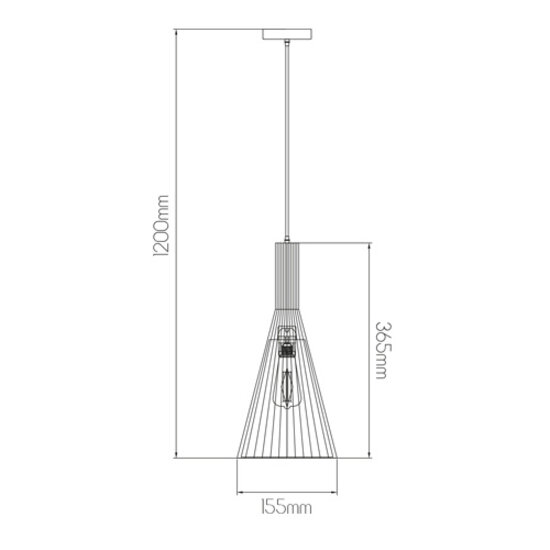 Tango pendel 1x E27 mat zwart + witte kap