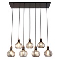 Fantasia Lámpara colgante Fantasia Raga con 7 portalámparas E27, estructura de acero negro y cobre, regulable, IP20