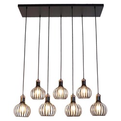 Ria 7x E27 pendant black + copper