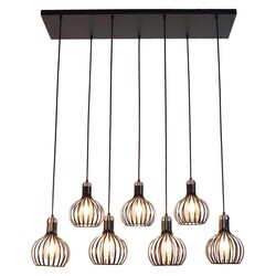 Suspension Fantasia Raga à 7 lumières E27 noir et cuivre
