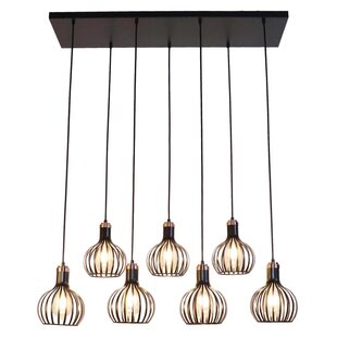 Lámpara colgante Fantasia Raga con 7x E27 negro/cobre