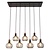 Ria 7x E27 Pendelleuchte Schwarz + Kupfer