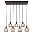 Fantasia Fantasia Raga hanglamp met 7 E27-fittingen, stalen armatuur in zwart en koper, dimbaar, IP20