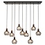 Fantasia Raga pendant light with 9 E27 light points, steel frame in black with copper accent, IP20.