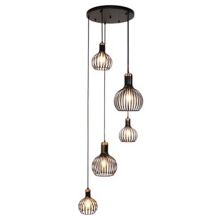 Rio 5x E27 pendant black + copper