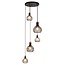 Suspension Fantasia Raga avec 5 douilles E27, structure en acier noir et cuivre, IP20 pour l'intérieur.