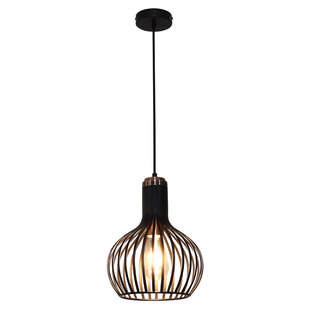 Rio beautiful 1x E27 pendant black + copper Ø23.5cm