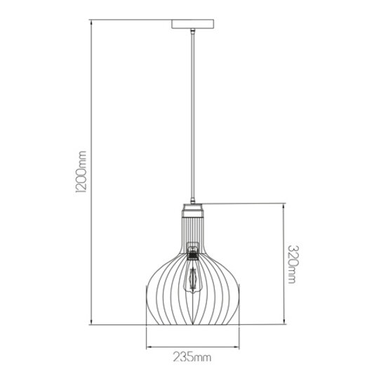 Rio beautiful 1x E27 pendant black + copper Ø23.5cm