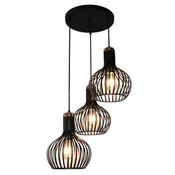 Fantasia Rio suspension 3x E27 noir et cuivre, acier