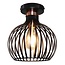 Plafonnier Fantasia Raga 1 point lumineux en acier noir avec détails cuivrés, douille E27, diamètre 235 mm